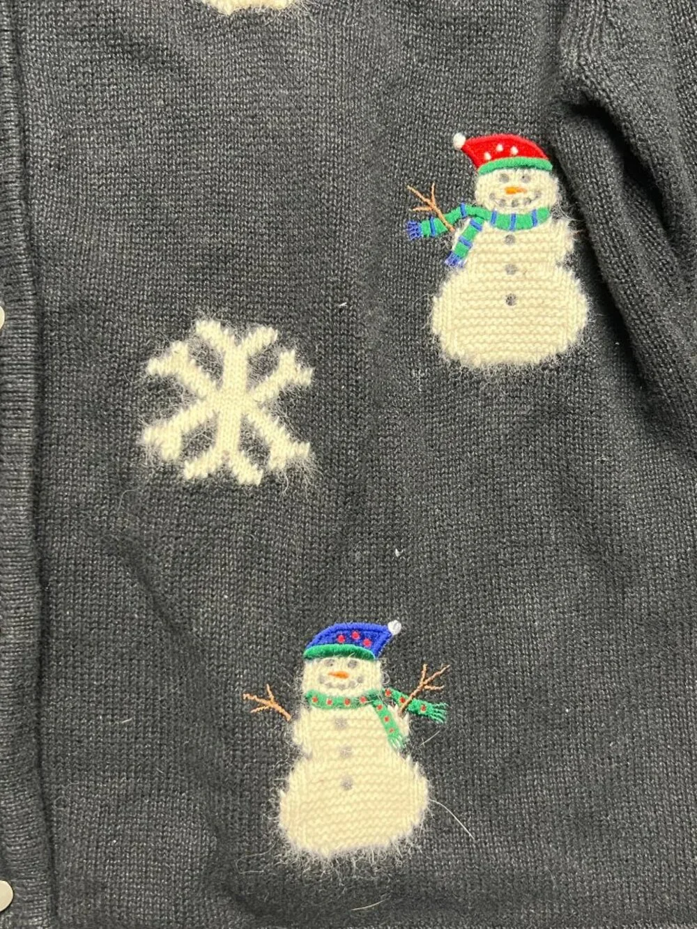 Vintage Crystal Kobe Snowman Cardigan Sweater Ugly Christmas Holidayinter sweate - Picture 3 of 8